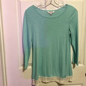 Cute Charming Charlie Long Sleeve Shirt With White Trim Preowned SZ Small